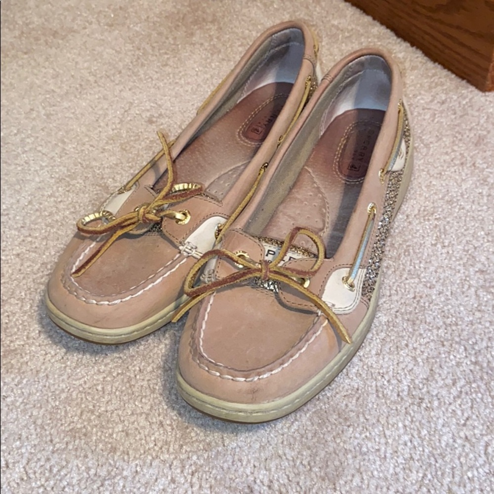Gold sparkly Sperrys